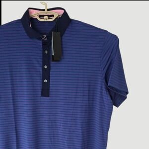 Greyson XL‎ Golf Polo Shirt Purple Blue Green Striped Wolf Logo Sportswear